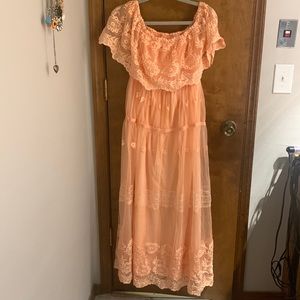 Beautiful peachy pink maxi dress
